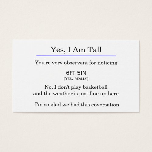 Yes I am tall card