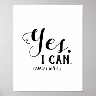 Yes I Can And I Will Motivational Christian Art Poster