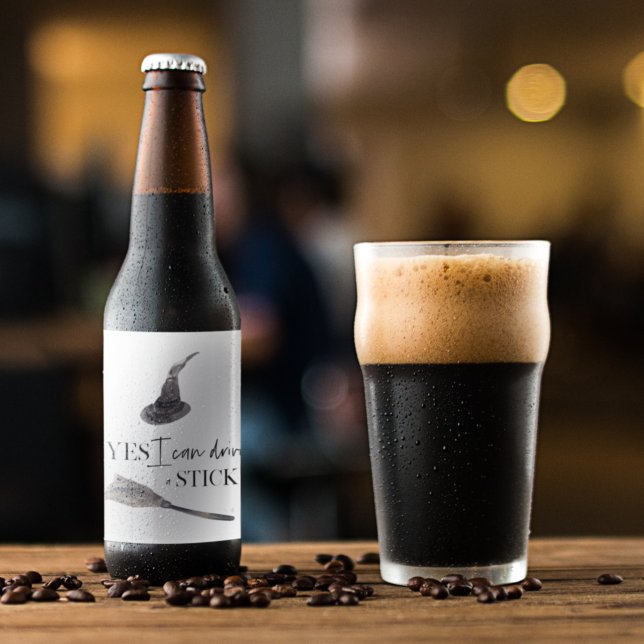 Yes I Can Drive A Stick Fun | Happy Halloween Beer Bottle Label (Creator Uploaded)