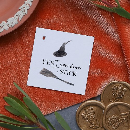 Yes I Can Drive A Stick Fun  Happy Halloween Favor Tags