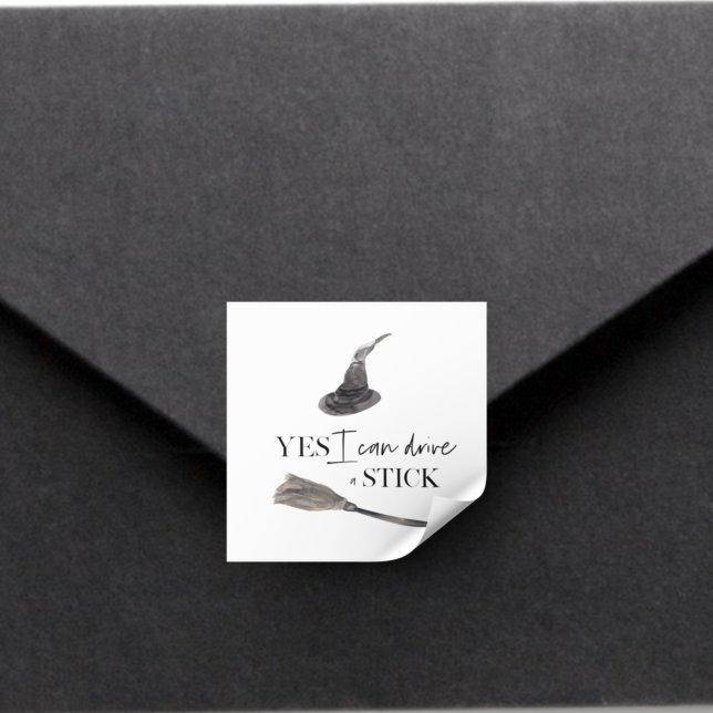 Yes I Can Drive A Stick Fun | Happy Halloween Square Sticker (Creator Uploaded)