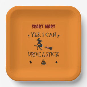 Yes, I Can Drive A Stick Says The Witch Paper Plates