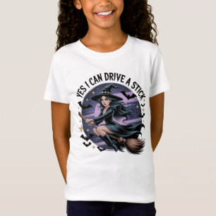 Yes I Can Drive a Stick Witch Halloween T-Shirt