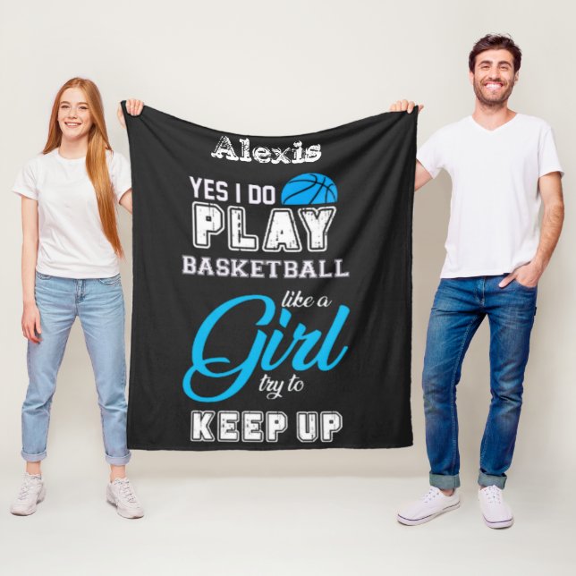 Yes I Do Play Basketball Like A Girl Blue Fleece Blanket (In Situ)