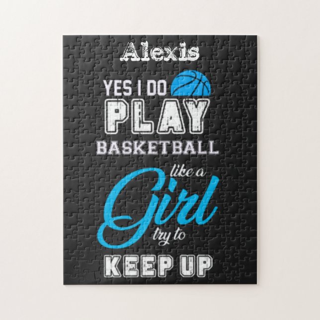 Yes I Do Play Basketball Like A Girl Blue Jigsaw Puzzle (Vertical)