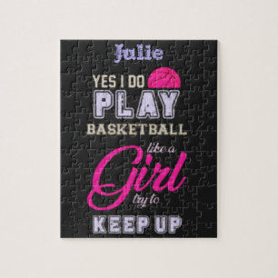 Yes I Do Play Basketball Like A Girl Pink Purple Jigsaw Puzzle