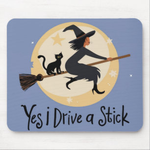 Yes I Drive A Stick Witch Flying by the Moon, Mouse Pad