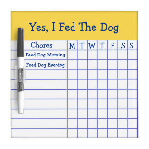 Yes I Fed The Dog Kids Weekly Chores Check List SM Dry-Erase Board