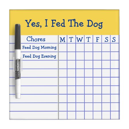 Yes I Fed The Dog Kids Weekly Chores Check List Sm Dry-erase Board