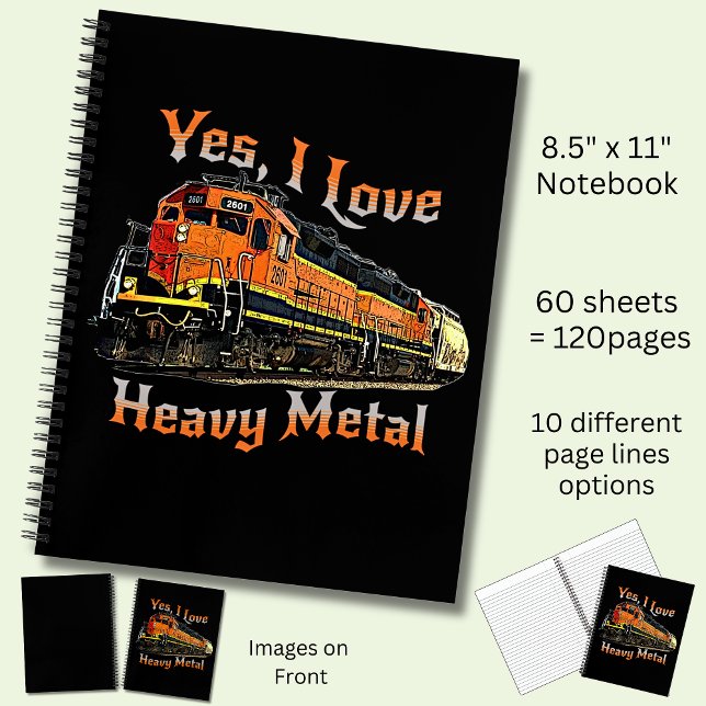 Yes I Love Heavy Metal Diesel Locomotive Train     Notebook (Creator Uploaded)