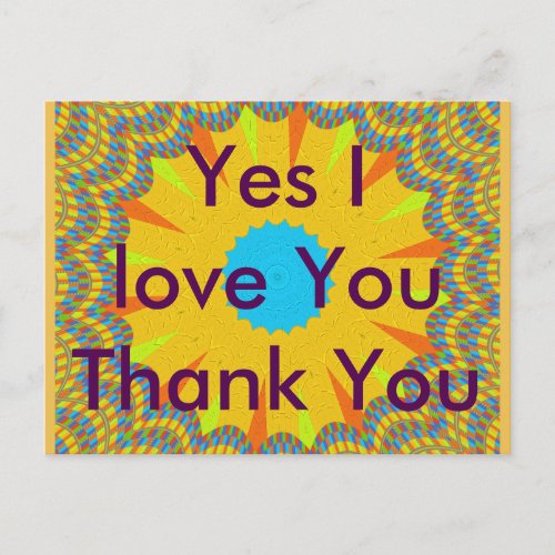 Yes I love You Thank You postcard