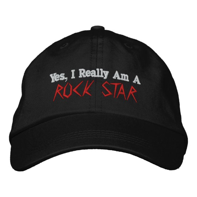 Yes, I Really Am A ROCK STAR Dark Embroidered Baseball Cap (Front)