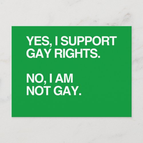 YES I SUPPORT GAY RIGHTS POSTCARD
