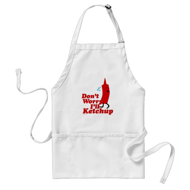 Yes I Will Ketchup Funny Food Cartoon Adult Apron (Front)