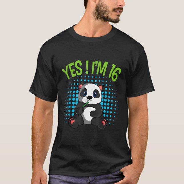 Yes I'M 16 Panda Theme Bday Py Celebration T-Shirt (Front)
