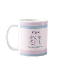 Yes, I'm a Cat Mom Pink & Blue Striped