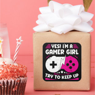 Yes I'm A Gamer Girl Funny Video Gamer Gift Gaming Square Sticker