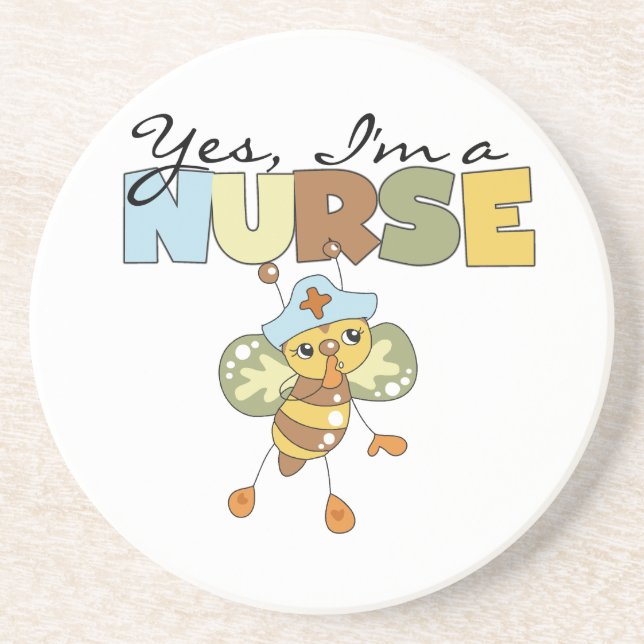 YES I'm a Nurse T-shirts and Gifts Drink Coaster (Front)