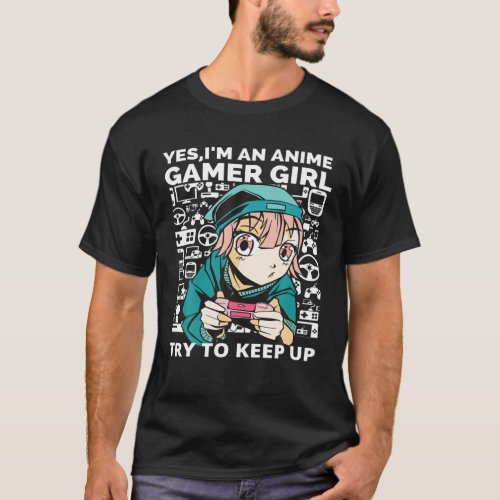 Yes Im An Anime Gamer Girl Kawaii Aesthetic Video T_Shirt