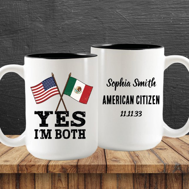 Yes I'm Both – US Mexico Pride Custom Two-Tone Coffee Mug (Creator Uploaded)