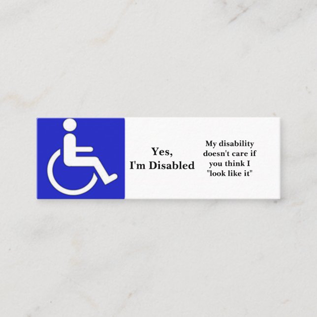 Yes, I'm Disabled Cards (Front)