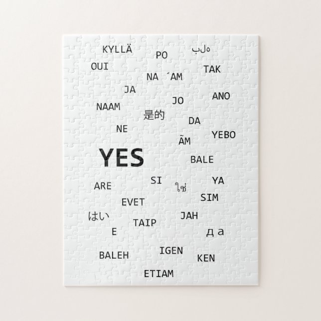 "  YES   "  in  different languages Jigsaw Puzzle (Vertical)