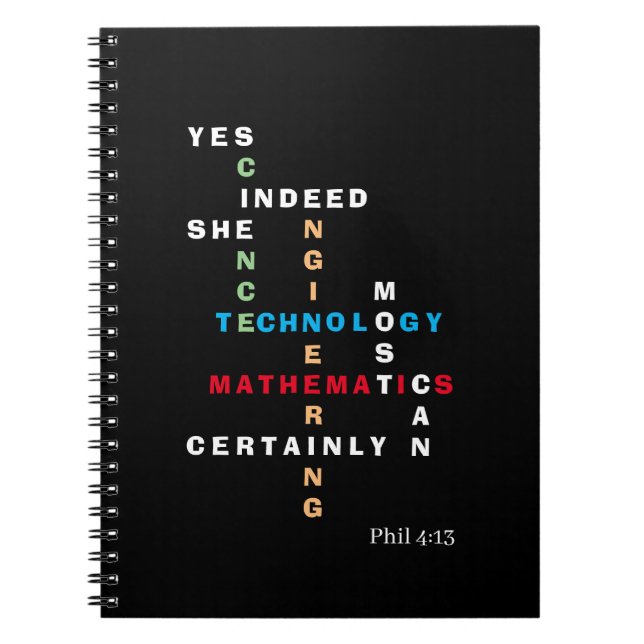 YES INDEED SHE CAN Motivational STEM Notebook (Front)