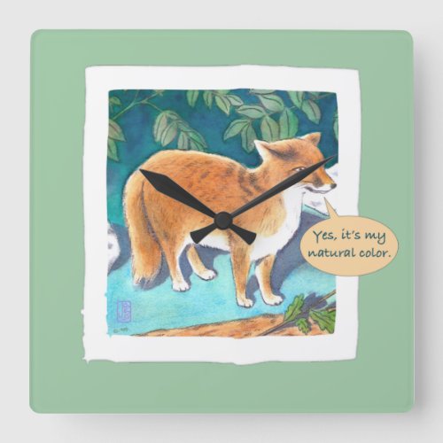 Yes Its My Natural Color Fox Square Wall Clock