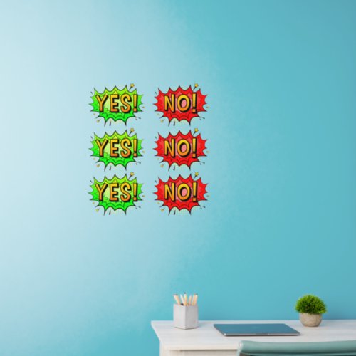 Yes No  3 of each  Pop Art Design on  24 Wall Decal