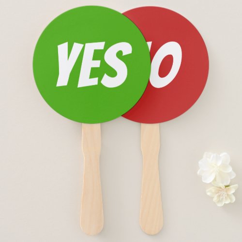 Yes  No bright green red quiz game signboards Hand Fan