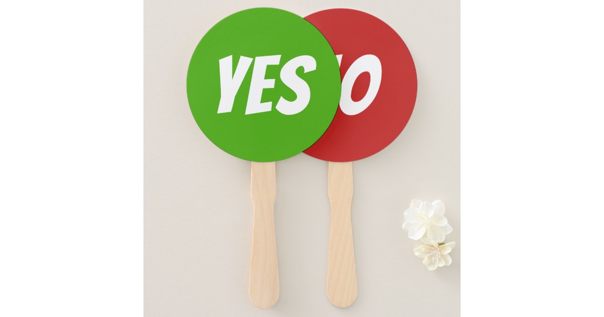 Yes No Bright Green Red Quiz Game Signboards Hand Fan Zazzle Com
