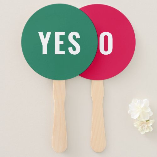 Yes No Game  Modern Bright Red Green Hand Fan