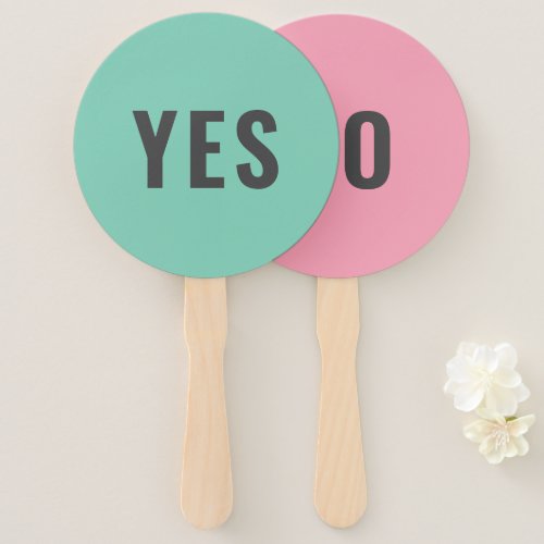 Yes No Game  Modern Pastel Green Pink Hand Fan