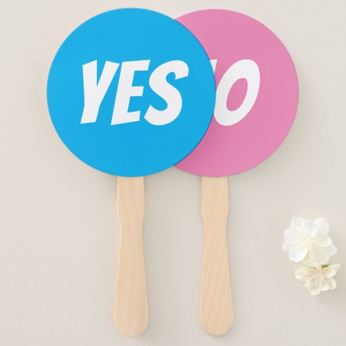 Yes  No gender reveal boy quiz game signboards Hand Fan