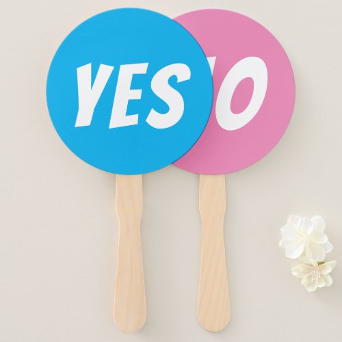 Yes  No gender reveal boy quiz game signboards  Hand Fan