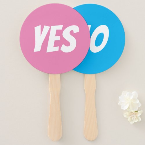 Yes  No gender reveal quiz game signboards Hand Fan
