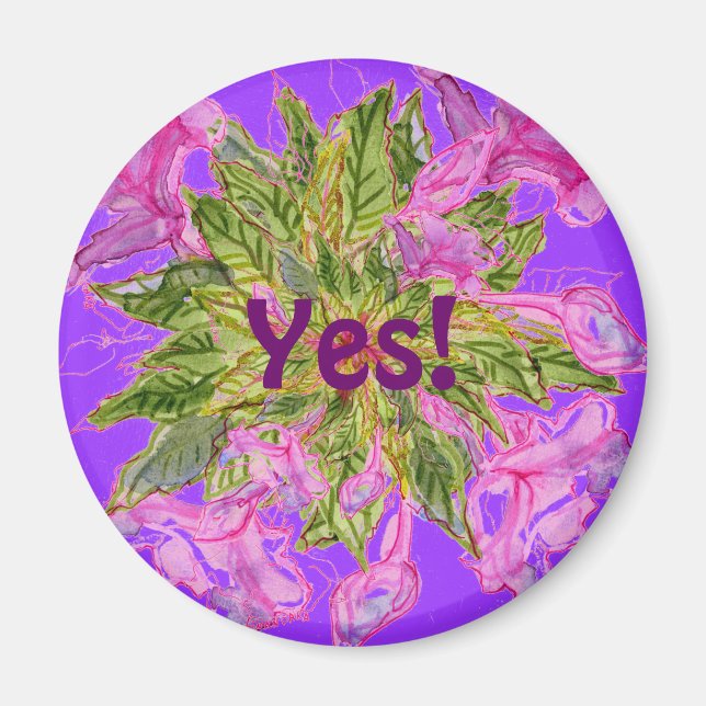 Yes Pink, Purple and Green Balsam Bouquet Magnet (Front)