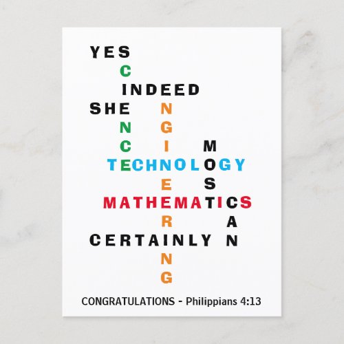 YES SHE CAN Congratulations Grad STEM Postcard