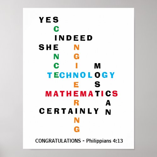 YES SHE CAN Congratulations Grad STEM Poster