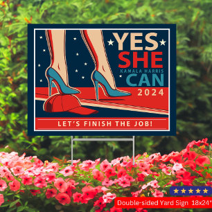Yes She Can Kamala Harris Funny Back Yard Sign