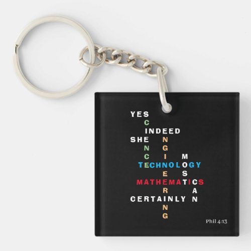 YES SHE CAN Motivational STEM Keychain