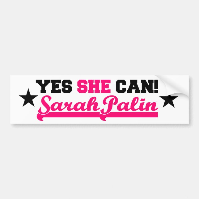Yes She Can - Sporty Bumper Sticker (Front)