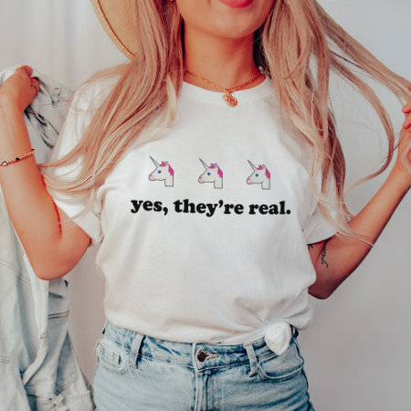 Yes, They're Real | Funny Unicorn Emoji T-shirt