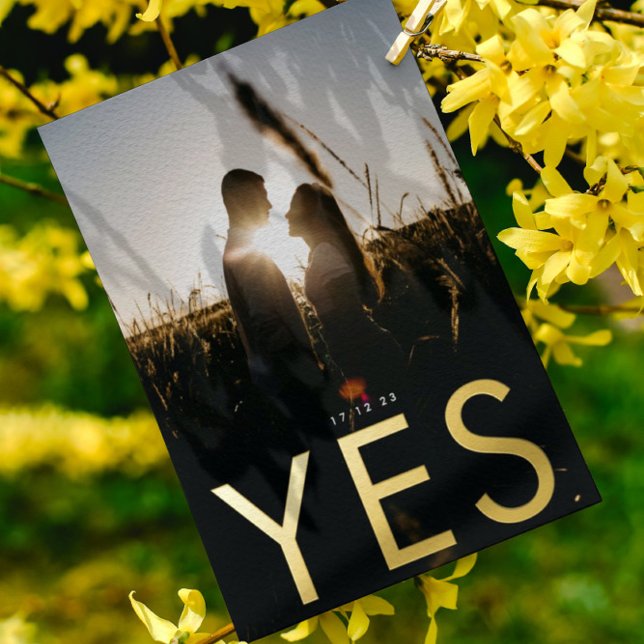 YES | Ultra Modern Gold Photo Save Our Date Foil Invitation (Creator Uploaded)