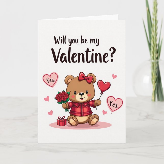Yes Valentine Bear Love Card (Front)