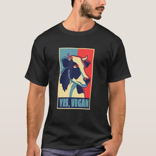 Yes Vegan Pop Poster Cow Animal Portrait Cow T-Shirt (Front)