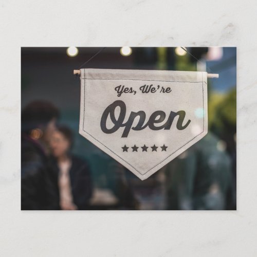 Yes We are Open Sign Typographic Image Word Text Postcard