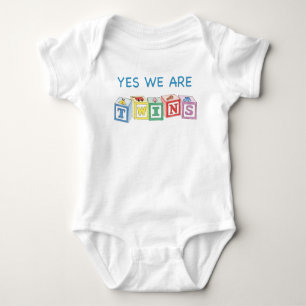 Yes we are twins blocks baby bodysuit