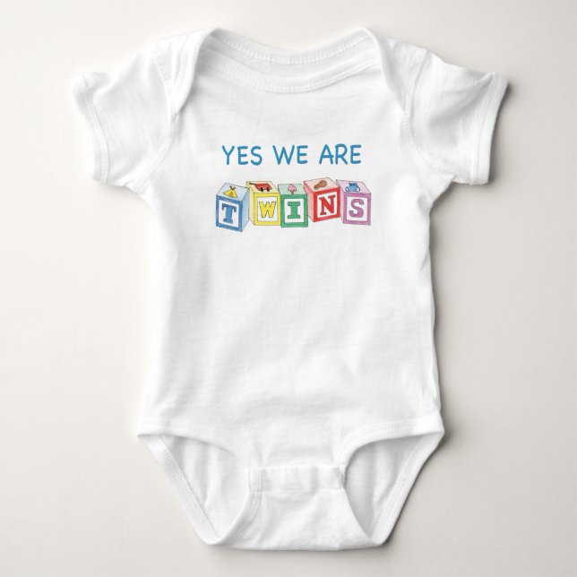 Yes we are twins blocks baby bodysuit (Front)