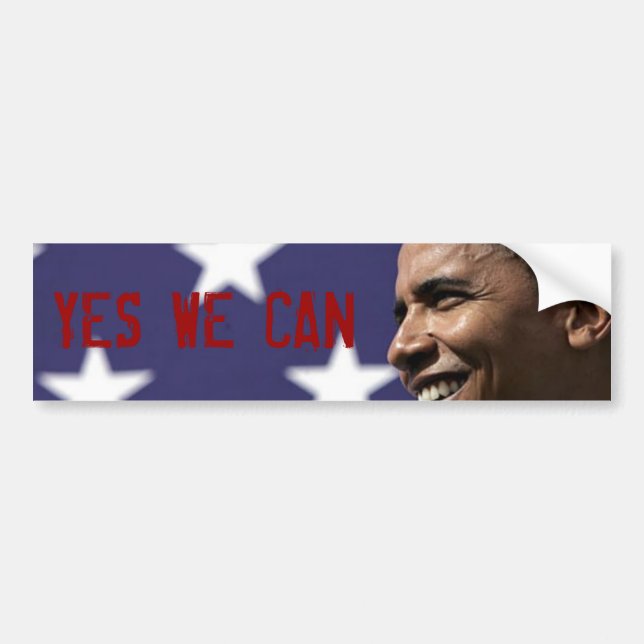 YES WE CAN Bumper Sticker with Obama Photo (Front)